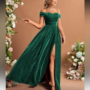 Luxe slit thigh party formal evening dress